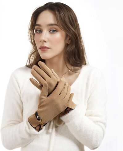Winter Gloves for Women，Touchscreen Cold Weather Thermal Warm Suede Gloves for Running Biking Driving in Saudi Arabia