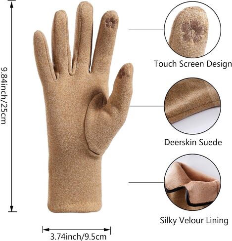 Winter Gloves for Women，Touchscreen Cold Weather Thermal Warm Suede Gloves for Running Biking Driving in Saudi Arabia
