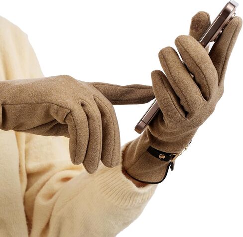 Winter Gloves for Women，Touchscreen Cold Weather Thermal Warm Suede Gloves for Running Biking Driving in Saudi Arabia