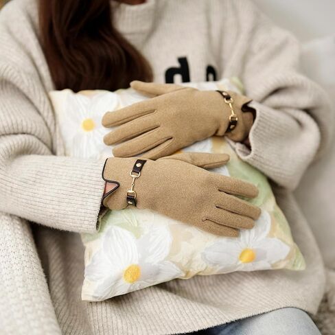 Winter Gloves for Women，Touchscreen Cold Weather Thermal Warm Suede Gloves for Running Biking Driving in Saudi Arabia