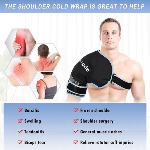 Shoulder Ice Pack Rotator Cuff Cold Therapy, Shoulder Pain Relief Reusable Large Gel Ice Packs for Shoulder Injuries, Hot Cold Shoulder Compression for Men Women Left Right Rotator Cuff Relief in Kuwait