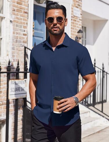 COOFANDY Mens Dress Shirts Button Down Short Sleeve Shirt Lightweight Wrinkle Free Business Casual Shirts in Saudi Arabia