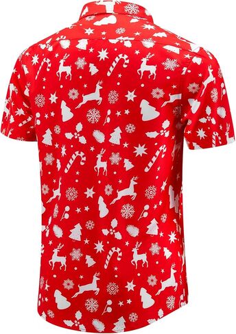 Christmas Hawaiian Button Down Shirt for Men Xmas Santa Printed Casual Beach Short Sleeve Shirts in Kuwait