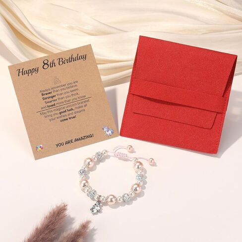 Kvekstio Unicorn Gift Happy Bday Bracelet with Unicorn Charm Gift for 3 4 5 6 7 8 9 10 Years Old Daughter Granddaughter Niece in Saudi Arabia