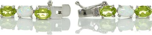 Ice Gems Sterling Silver Gemstone and Created White Opal 6x4mm Oval Tennis Bracelet in Kuwait
