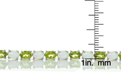 Ice Gems Sterling Silver Gemstone and Created White Opal 6x4mm Oval Tennis Bracelet in Kuwait