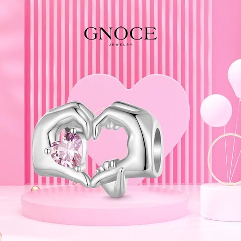 GNOCE Finger With Heart Love Charms for Bracelet 925 Sterling Silver Forever Heart Bead Charm for Women Mom Mother'S Day Gift Family Wife Lover in Saudi Arabia