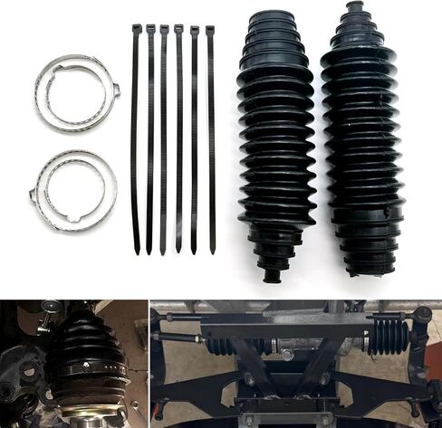 2 PCS Automobile Steering Rack Dust Cover, 8.66" Silicone 4 Sizes Cuttable Corrugated Retractable Tube with Fixing Clamp, Steering Gear Lever Tie Rod Cover, Universal for Cars (Black) in Saudi Arabia