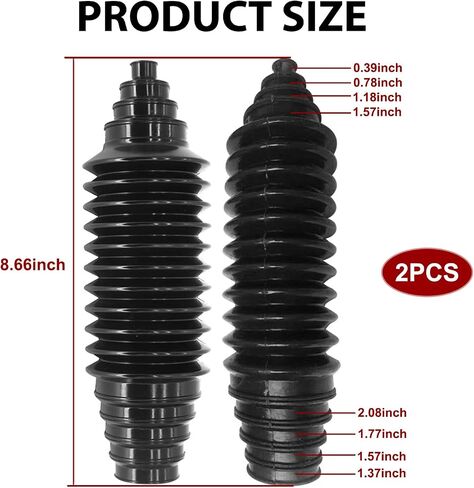 2 PCS Automobile Steering Rack Dust Cover, 8.66" Silicone 4 Sizes Cuttable Corrugated Retractable Tube with Fixing Clamp, Steering Gear Lever Tie Rod Cover, Universal for Cars (Black) in Saudi Arabia