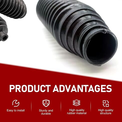 2 PCS Automobile Steering Rack Dust Cover, 8.66" Silicone 4 Sizes Cuttable Corrugated Retractable Tube with Fixing Clamp, Steering Gear Lever Tie Rod Cover, Universal for Cars (Black) in Saudi Arabia