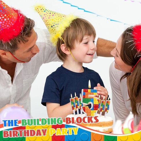 7 قطع مكعبات بناء رقم 1-9 شمعة عيد ميلاد مع 6 شموع بناء شموع أرقام شموع عيد ميلاد لبناء مكعبات تزيين الكيك للحفلات ومستلزمات حفلات أعياد الميلاد (رقم 2) in Kuwait