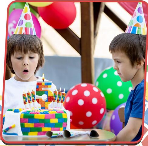 7 قطع مكعبات بناء رقم 1-9 شمعة عيد ميلاد مع 6 شموع بناء شموع أرقام شموع عيد ميلاد لبناء مكعبات تزيين الكيك للحفلات ومستلزمات حفلات أعياد الميلاد (رقم 2) in Kuwait