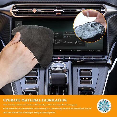 Car Screen Cleaner, Car Screen Wipes, 4.33"×4.33" Round Microfiber Auto Screen Cleaning Pad, Car Accessories Vehicle Touchscreen Microfiber Cleaning Cloth for Car Dashboard Display (Round) in Kuwait