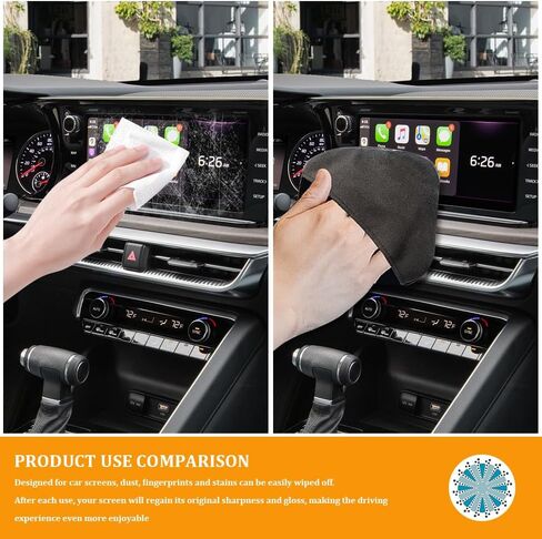 Car Screen Cleaner, Car Screen Wipes, 4.33"×4.33" Round Microfiber Auto Screen Cleaning Pad, Car Accessories Vehicle Touchscreen Microfiber Cleaning Cloth for Car Dashboard Display (Round) in Kuwait