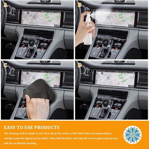 Car Screen Cleaner, Car Screen Wipes, 4.33"×4.33" Round Microfiber Auto Screen Cleaning Pad, Car Accessories Vehicle Touchscreen Microfiber Cleaning Cloth for Car Dashboard Display (Round) in Kuwait