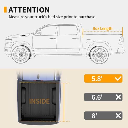 غطاء تونو لسرير الشاحنة الناعم القابل للطي من YINTATECH يناسب سيارة Chevy Silverado/GMC Sierra 1500 نمط هيكل جديد 2019-2025، سرير 5.8 قدم بدون باب خلفي متعدد المرونة، مقاوم للماء والغبار، موفر للوقود in Kuwait