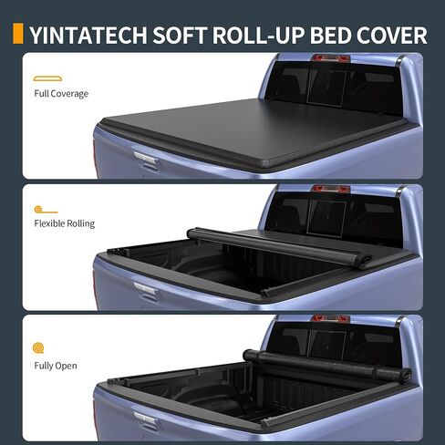 غطاء تونو لسرير الشاحنة الناعم القابل للطي من YINTATECH يناسب سيارة Chevy Silverado/GMC Sierra 1500 نمط هيكل جديد 2019-2025، سرير 5.8 قدم بدون باب خلفي متعدد المرونة، مقاوم للماء والغبار، موفر للوقود in Kuwait