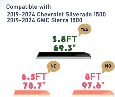 HY-SPEED Aluminium Hard Folding Truck Bed Tonneau Cover Compatible with 2019 2020 2021 2022 2023 2024 19 20 21 22 23 24 Silverado 1500 Sierra 1500 5.8 Ft Bed Tri Fold Style in Saudi Arabia