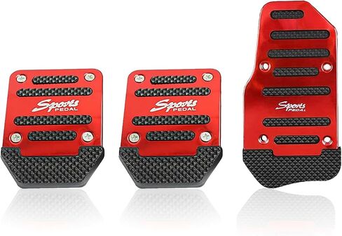 3 PCS Car Brake Pedal Cover, Anti-rubbing Metal Manual Vehicle Clutch Pedal Kits, Universal Automotive Accelerator Pedal Decorative Cover Accessories for Most Truck SUV Car (Red) in Saudi Arabia