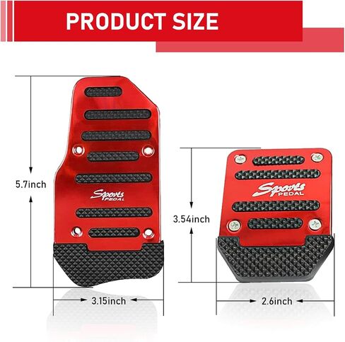 3 PCS Car Brake Pedal Cover, Anti-rubbing Metal Manual Vehicle Clutch Pedal Kits, Universal Automotive Accelerator Pedal Decorative Cover Accessories for Most Truck SUV Car (Red) in Saudi Arabia