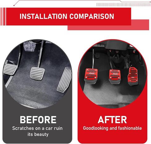 3 PCS Car Brake Pedal Cover, Anti-rubbing Metal Manual Vehicle Clutch Pedal Kits, Universal Automotive Accelerator Pedal Decorative Cover Accessories for Most Truck SUV Car (Red) in Saudi Arabia