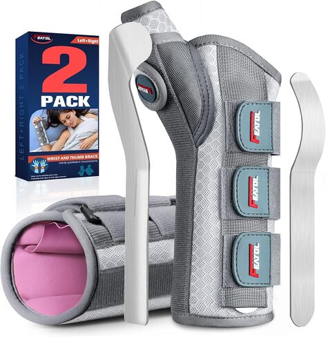 FEATOL 2 Pack Wrist Brace with Thumb Spica Splint for De Quervain's Tenosynovitis, Carpal Tunnel, Tendonitis, Arthritis-Thumb Brace for Pain Relief-Thumb Support for Left And Right Hand-Small/Medium in Saudi Arabia