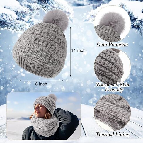 Liitrsh 12 Pcs Winter Women Beanie Hat Scarf Glove Set Knitted Cap Neck Warmer Touchscreen Glove Comfortable Soft Warm Set in Saudi Arabia