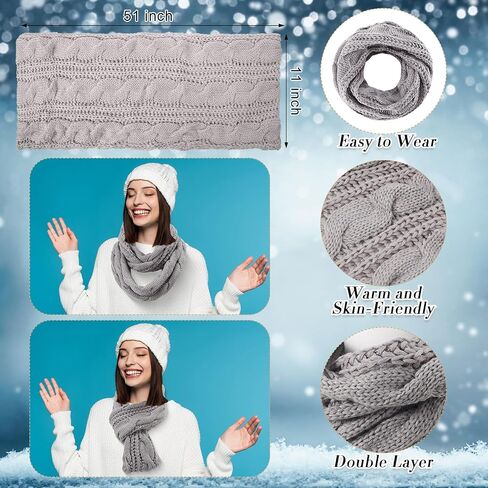 Liitrsh 12 Pcs Winter Women Beanie Hat Scarf Glove Set Knitted Cap Neck Warmer Touchscreen Glove Comfortable Soft Warm Set in Saudi Arabia