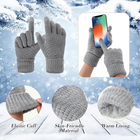 Liitrsh 12 Pcs Winter Women Beanie Hat Scarf Glove Set Knitted Cap Neck Warmer Touchscreen Glove Comfortable Soft Warm Set in Saudi Arabia