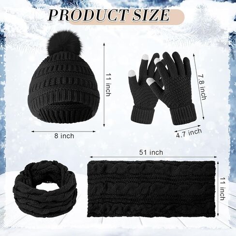 Liitrsh 12 Pcs Winter Women Beanie Hat Scarf Glove Set Knitted Cap Neck Warmer Touchscreen Glove Comfortable Soft Warm Set in Saudi Arabia