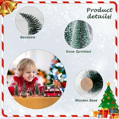 ONESING 30 Pcs Christmas Village Accessories Bottle Brush Trees Bench Pathway Light Miniature Christmas Village Sets for Home Indoor Village Holiday Christmas Party Decorations in Saudi Arabia