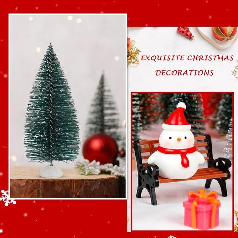 ONESING 30 Pcs Christmas Village Accessories Bottle Brush Trees Bench Pathway Light Miniature Christmas Village Sets for Home Indoor Village Holiday Christmas Party Decorations in Saudi Arabia