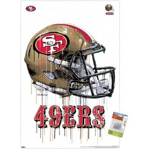 Trends International NFL San Francisco 49ers - Drip Helmet 20 Wall Poster, 14.72" x 22.37", Premium Poster & Push Pin Bundle