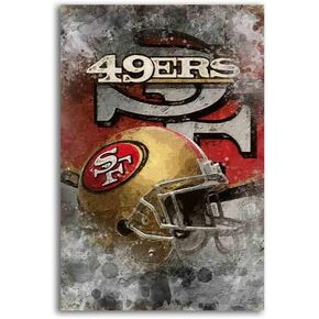 San Francisco City Sports 49ers Canvas Wall Art Poster American Football Helmet Painting Modern Home Living Room Office Wall Decor Gift (49ers,Canvas Roll 8" x 12")