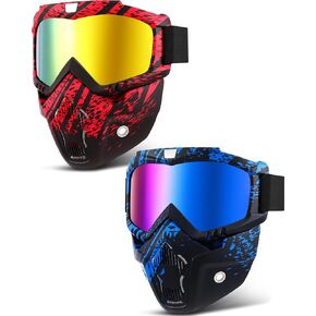 2 Pieces Motorcycle Goggles Face Mask Detachable Helmet Riding Goggles Glasses
