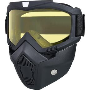 Paintball Mask Anti Fog,Motorcycle Helmet Riding Goggles Glasses With Removable Face Mask,Adjustable Motocross Eyewear