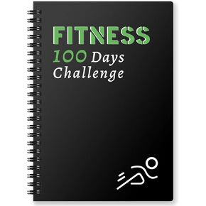 Harphia 100 Days Challenge Fitness Tracker Notebook, Workout Journal for Men and Women,A5(5.5" x 8.2") Workout Log Book Planner for Tracking, Progress in Home, Gym 155black
