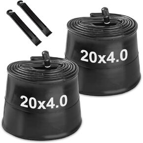 Hycline Fat Bike Inner Tube: 20/26x4.0 Inch 2-Pack Electric Fat Tire Tubes AV 32mm Schrader Valve, Premium Butyl Rubber Puncture Resistant Replacement Tubes with 2 Tire Levers