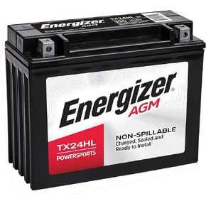 Energizer TX24HL AGM Motorcycle and ATV 12V Battery, 350 Cold Cranking Amps and 21 Ahr, Replaces: YTX24HL-BS and others, Black