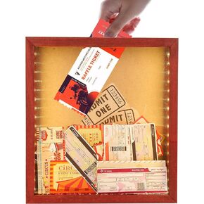 11x12 Shadow Box with Slot-Wine Cork Holder-Ticket Display Case Frame Come with Light-Beer Caps Show case-Christmas Home Decoration (Black)