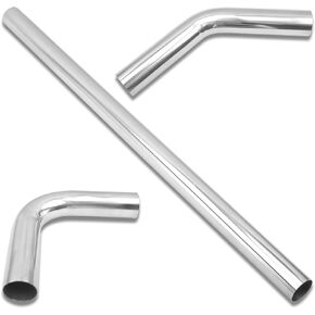 2 Inch DIY Custom Mandrel Exhaust Pipe Tube Pipe, 40 Inch Straight Pipe, 2''OD Straight & Mandrel Bend Pipe(45/90 Degree) Kits, T304 Stainless Steel, Universal Fitment - 3PCS