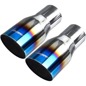Upower Pack of 2 Blue Burnt Exhaust Tip 2.5" Inlet 3.5" Outlet 7.75 long 304 Stainless Steel 2.5" to 3.5" Exhaust Tail Pipe Tips Weld On Single Slant Cut