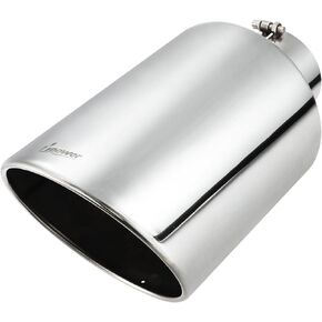 Upower 5" Inlet 10" Outlet Exhaust Tip 5 to 10 Inch 18" Long Diesel Exhaust Tailpipe Tip Stainless Steel Rolled Edge Bolt-On Diesel Pipe Universal For Car Truck
