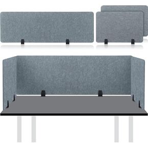 Yaomiao 3 Pcs Acoustic Desk Divider Soundproof Desk Privacy Panel Freestanding Desk Partitions Sound Absorbing for Students Office Reduce Noise Visual Distractions (60 x 16", 24 x 16", Dark Gray)