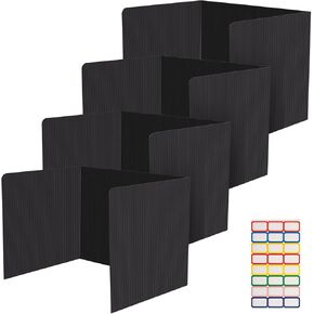 فواصل مكتب Ayuanb 12 قطعة، 17 × 14 × 13.5 بوصة دروع الخصوصية للفصل الدراسي البلاستيكية لمكاتب الطلاب مع ملصقات الأسماء، لوحات مجلدات الدراسة المدرسية، مستلزمات المعلمين (أبيض) in Kuwait