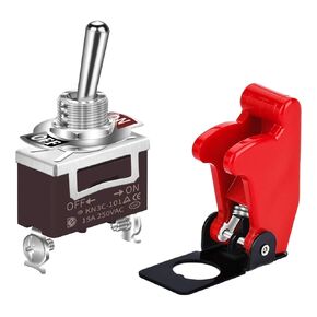 DaierTek Safety Cover Toggle Switch Guard ON Off Red Aircraft Covered 20A 12V Toggle Rocker Switch 120V AC 12 Volt DC Heavy Duty 2 Pin SPST for Car Truck Automotive