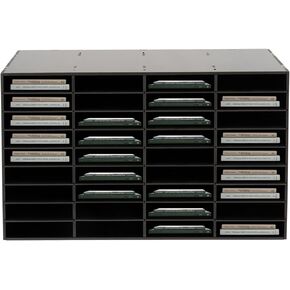 LOYALHEARTDY Literature Organizer,32 Compartment Office Mailbox with 2 Drawers,Paper and Mail Organizer,Paper Storage Cabinet Mail Organizer,39.4 X 12 X 25.2''Desktop File Sorter for Home&Office,Black