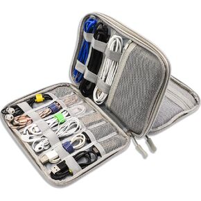 Teskyer Electronics Organizer Travel Case, Large Capacity Double Layers Electronics Accessories Storage Bag, Portable Cable Organizer Case, SM08-L, Black in Kuwait