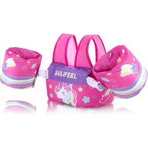 SULIFEEL Kids Swim Vest Toddler Floaties for 22-66 Pounds Girls and Boys, with Arm Water Wings for Children 2-6 Years Old