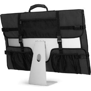 CURMIO Travel Carrying Bag Compatible with Apple 21.5" iMac Desktop Computer, Protective Storage Case Monitor Dust Cover Compatible with 21.5" iMac Screen and Accessories, Black, Patent Pending